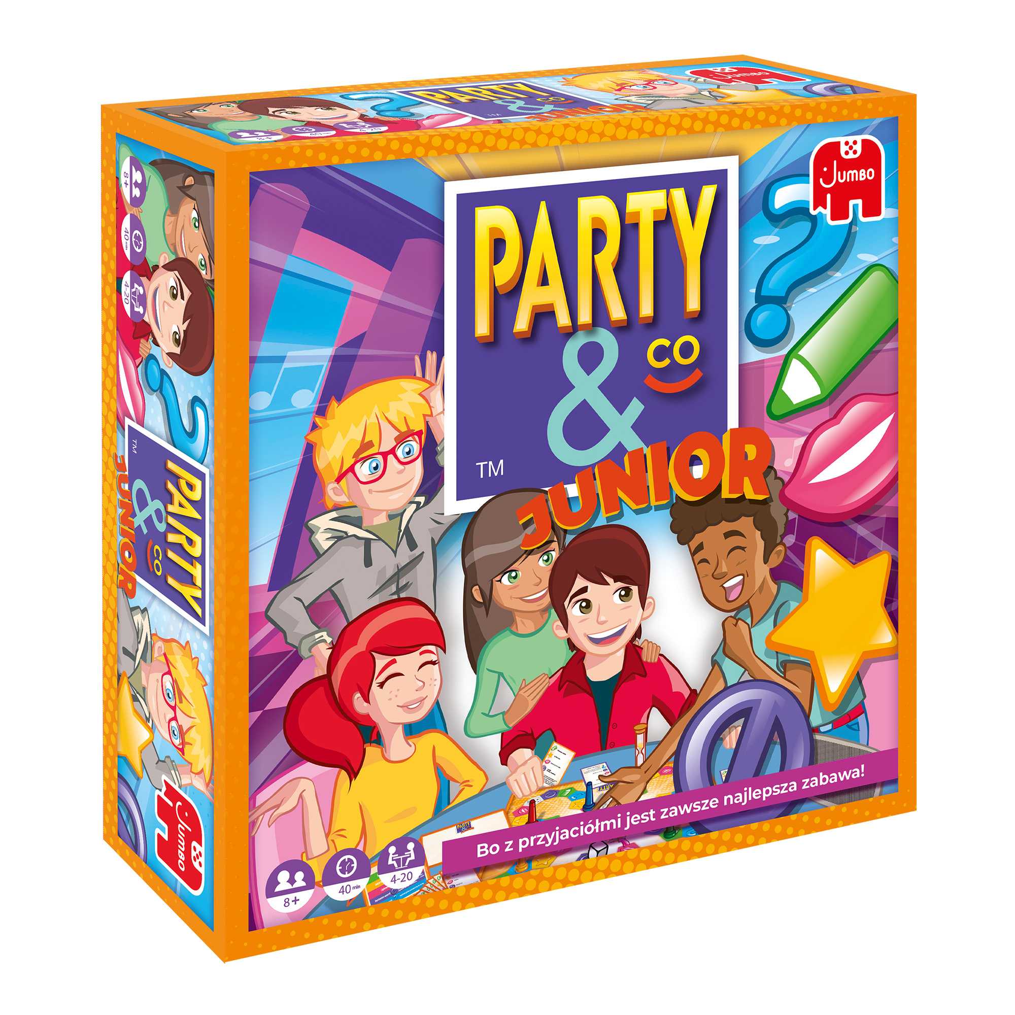 Karty i akcesoria do gry Party & Co Junior TM TOYS, zestaw z zadaniami dla dzieci