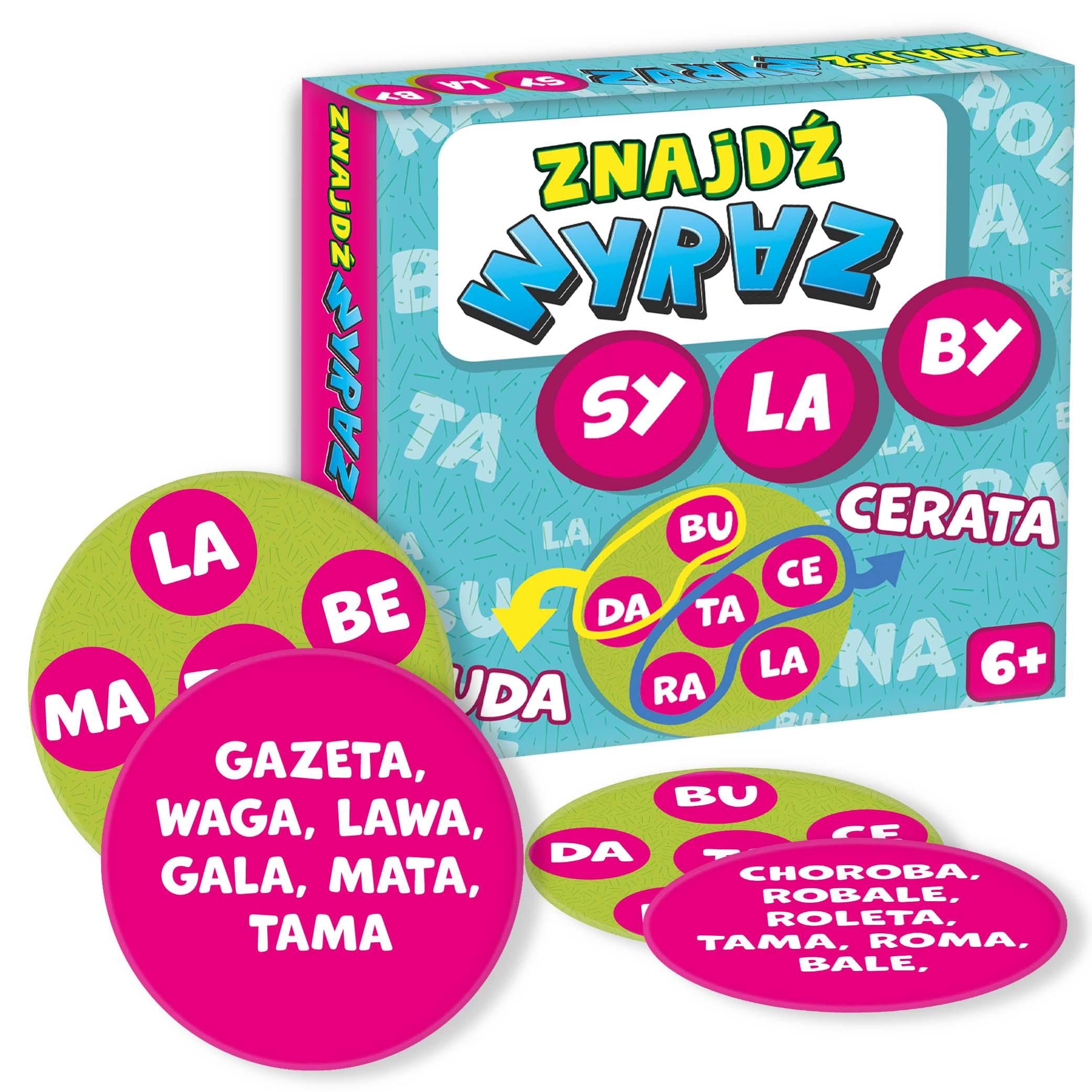 Znajdź Wyraz. Sylaby KANGUR, edukacyjna gra słowna z ukrytymi wyrazami