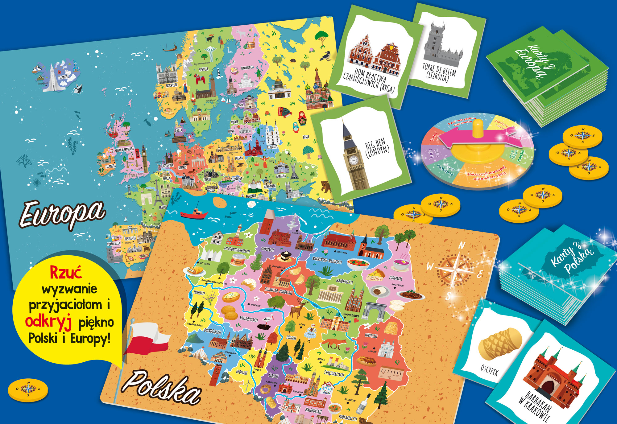 Gra geograficzna Lisciani Polska i Europa z ilustracjami zabytków i ciekawych miejsc