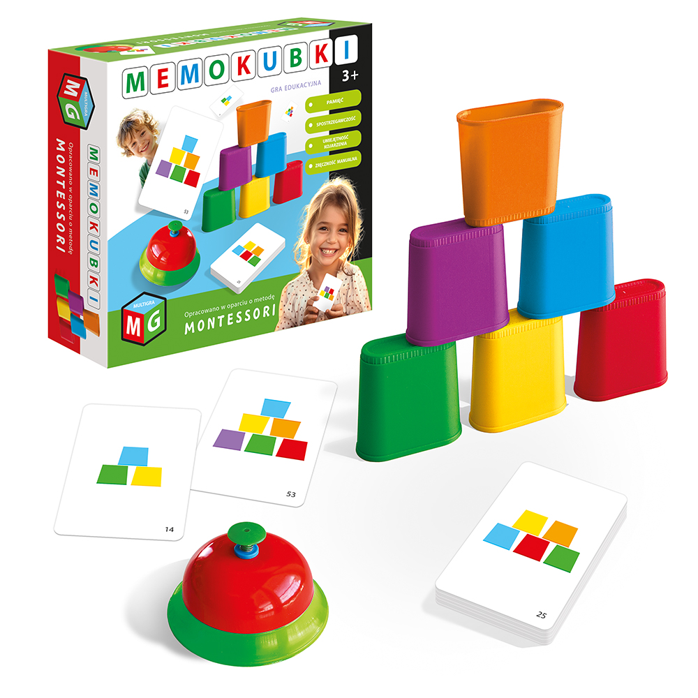 Memokubki Montessori MULTIGRA – gra edukacyjna z kubkami dla dzieci