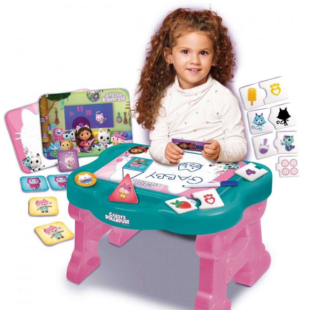 Biurko edukacyjne Lisciani z grami i bohaterami animacji Koci Domek Gabi