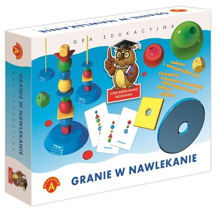 Kolorowe kształty i karty wzorów w grze edukacyjnej ALEXANDER GRY