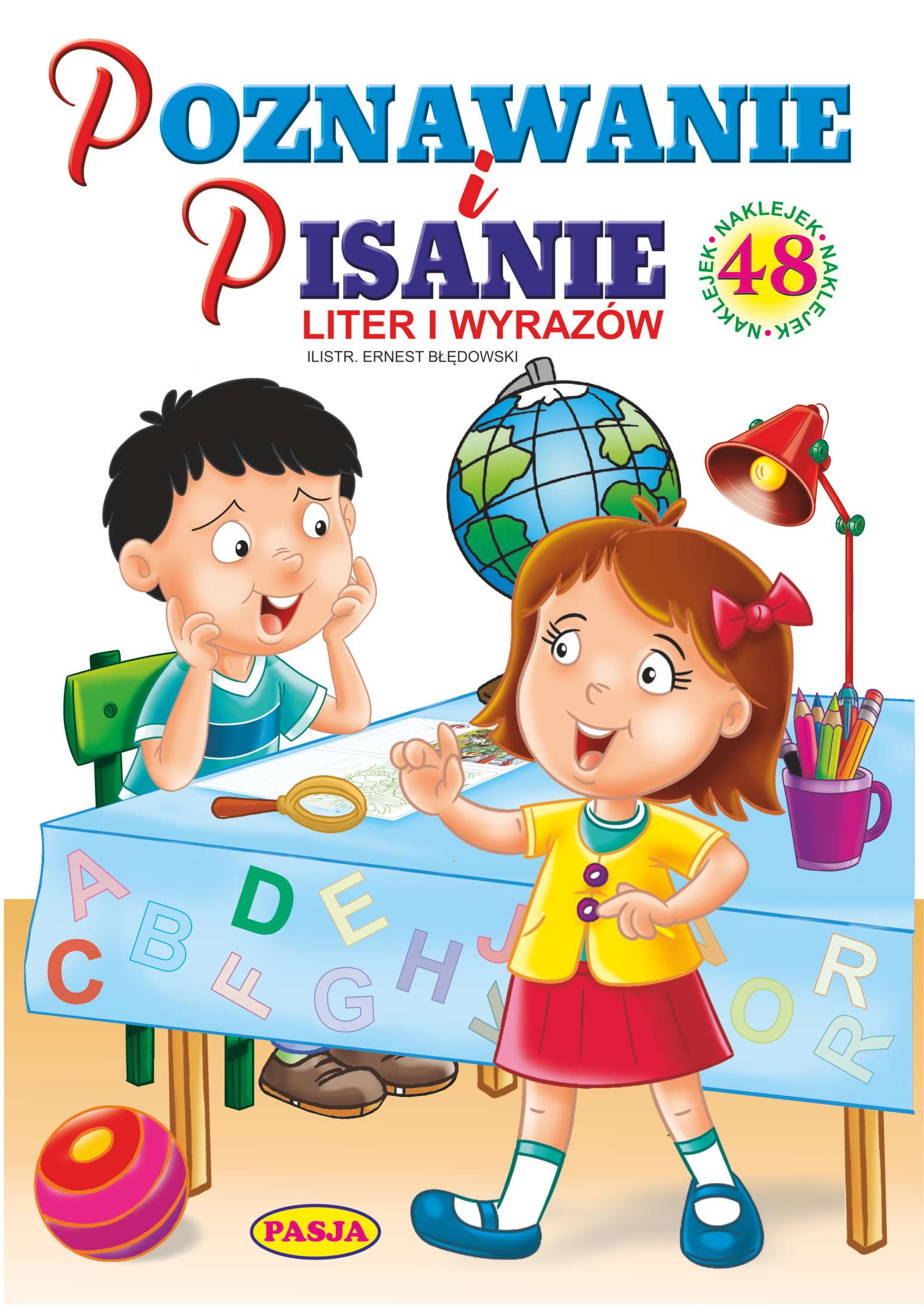 Książka do nauki pisania liter i wyrazów z ćwiczeniami i naklejkami Pasja