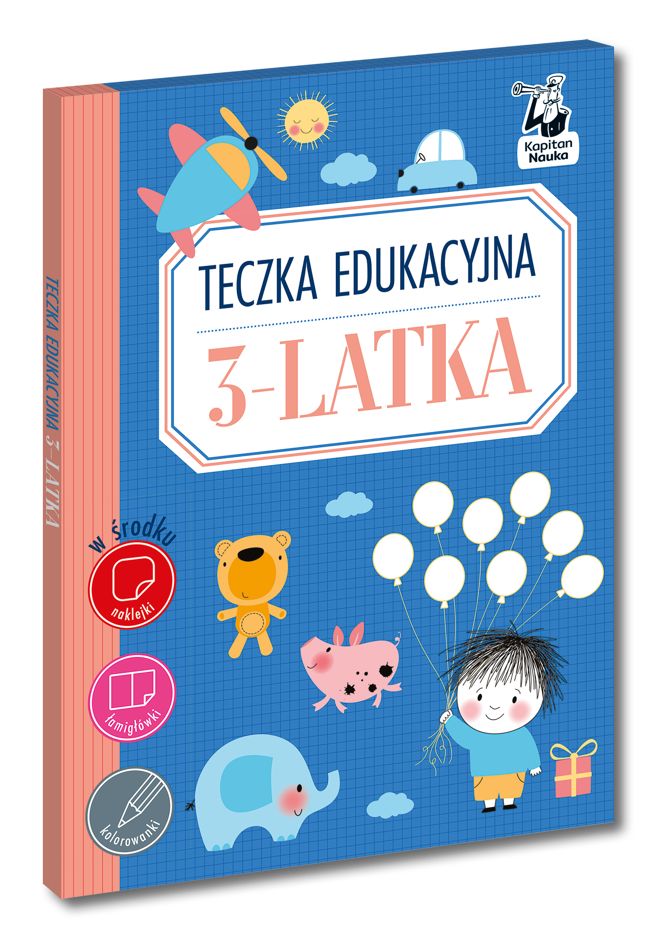 Teczka edukacyjna 3-latka Kapitan Nauka z elementarzem, ćwiczeniami i kolorowymi naklejkami