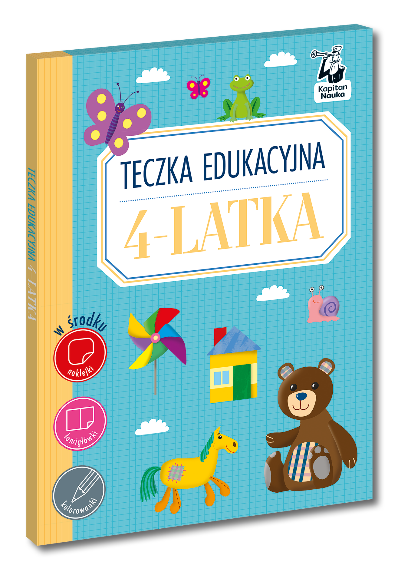 Teczka edukacyjna 4-latka Kapitan Nauka z elementarzem, ćwiczeniami i kolorowymi naklejkami