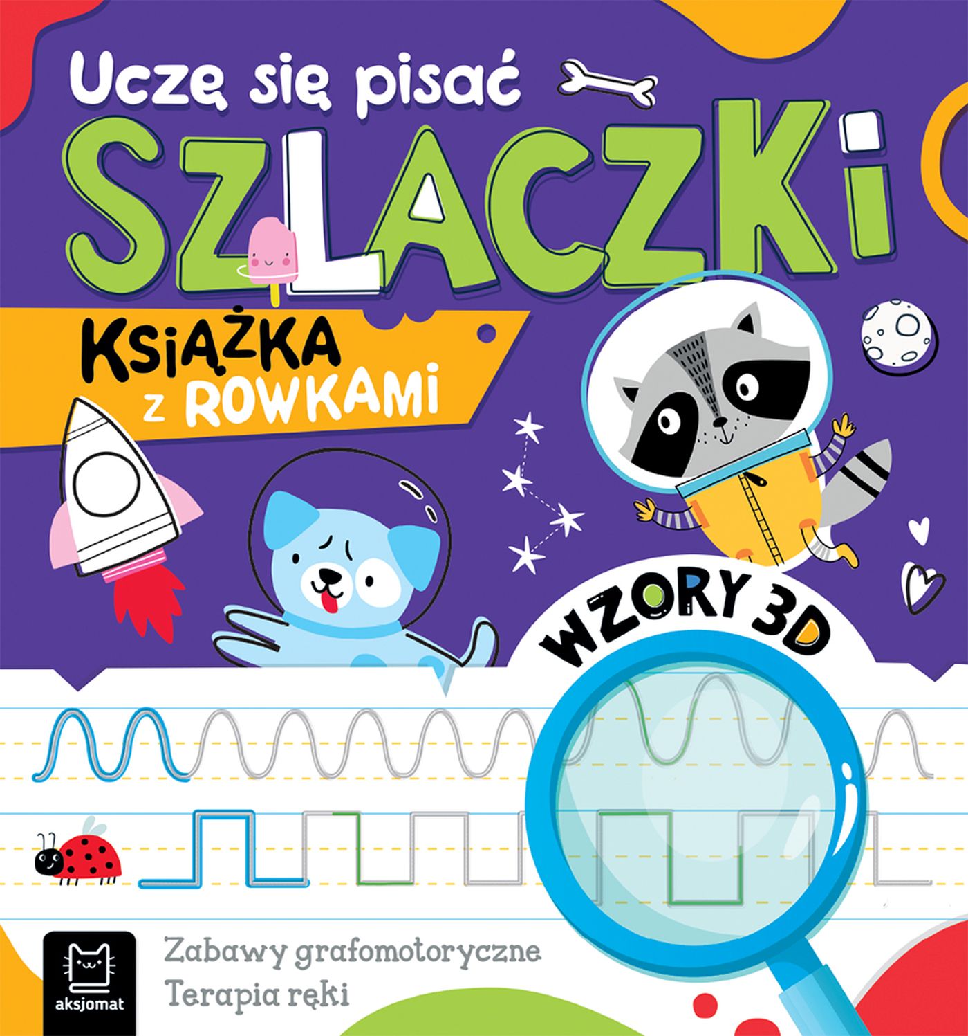Książka z rowkami 3D AKSJOMAT do ćwiczenia szlaczków i grafomotoryki