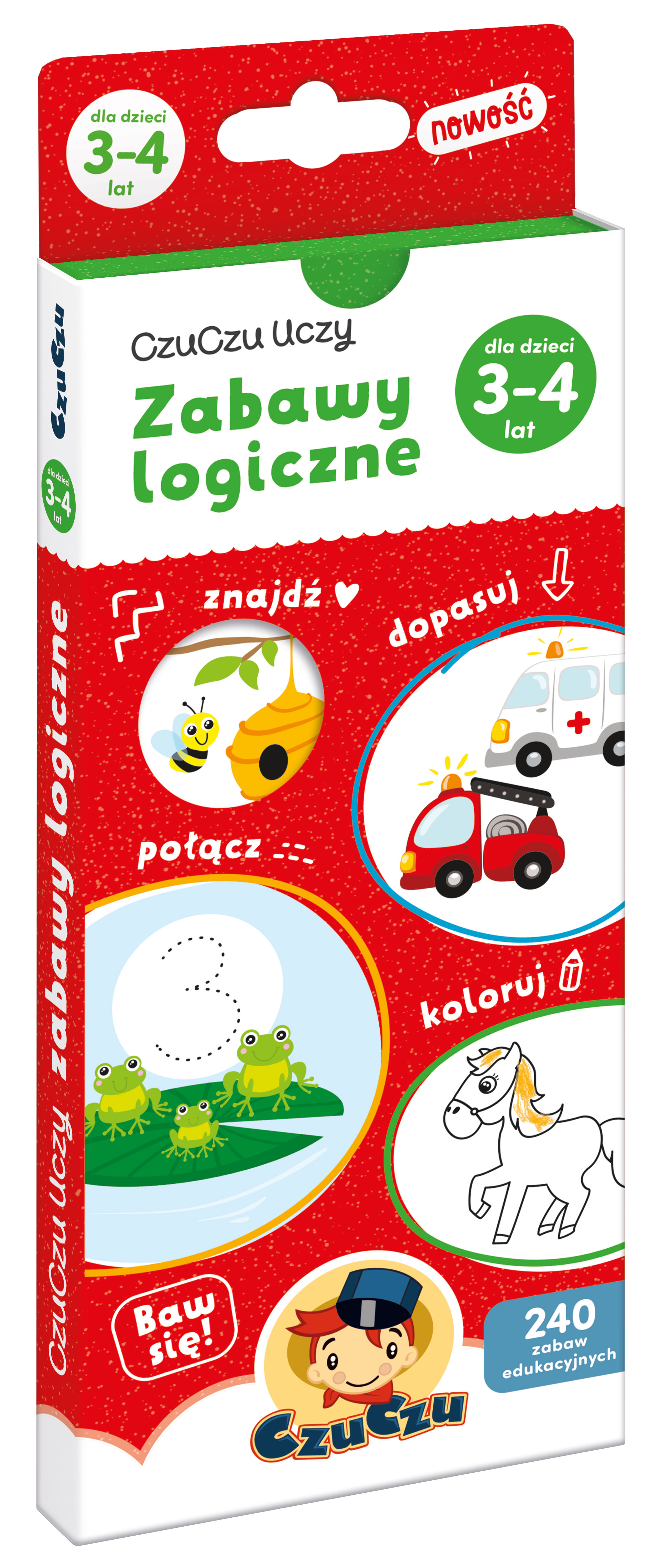 CzuCzu Uczy. Zabawy logiczne dla dzieci 3–4 lata Bright Junior Media, książeczka z 240 zadaniami