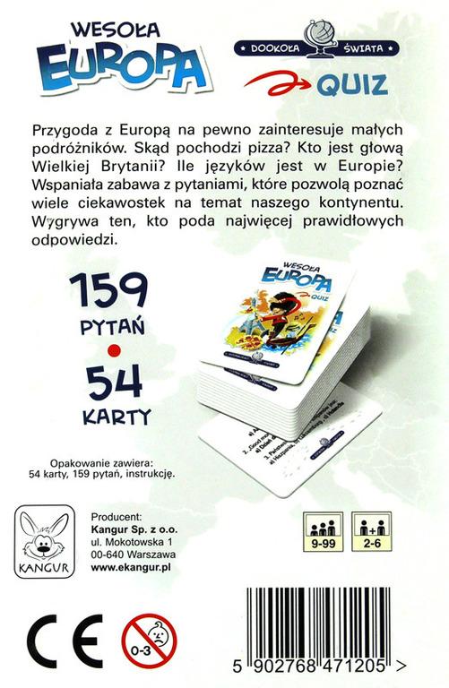 Gra edukacyjna KANGUR o Europie z pytaniami i ciekawostkami geograficznymi