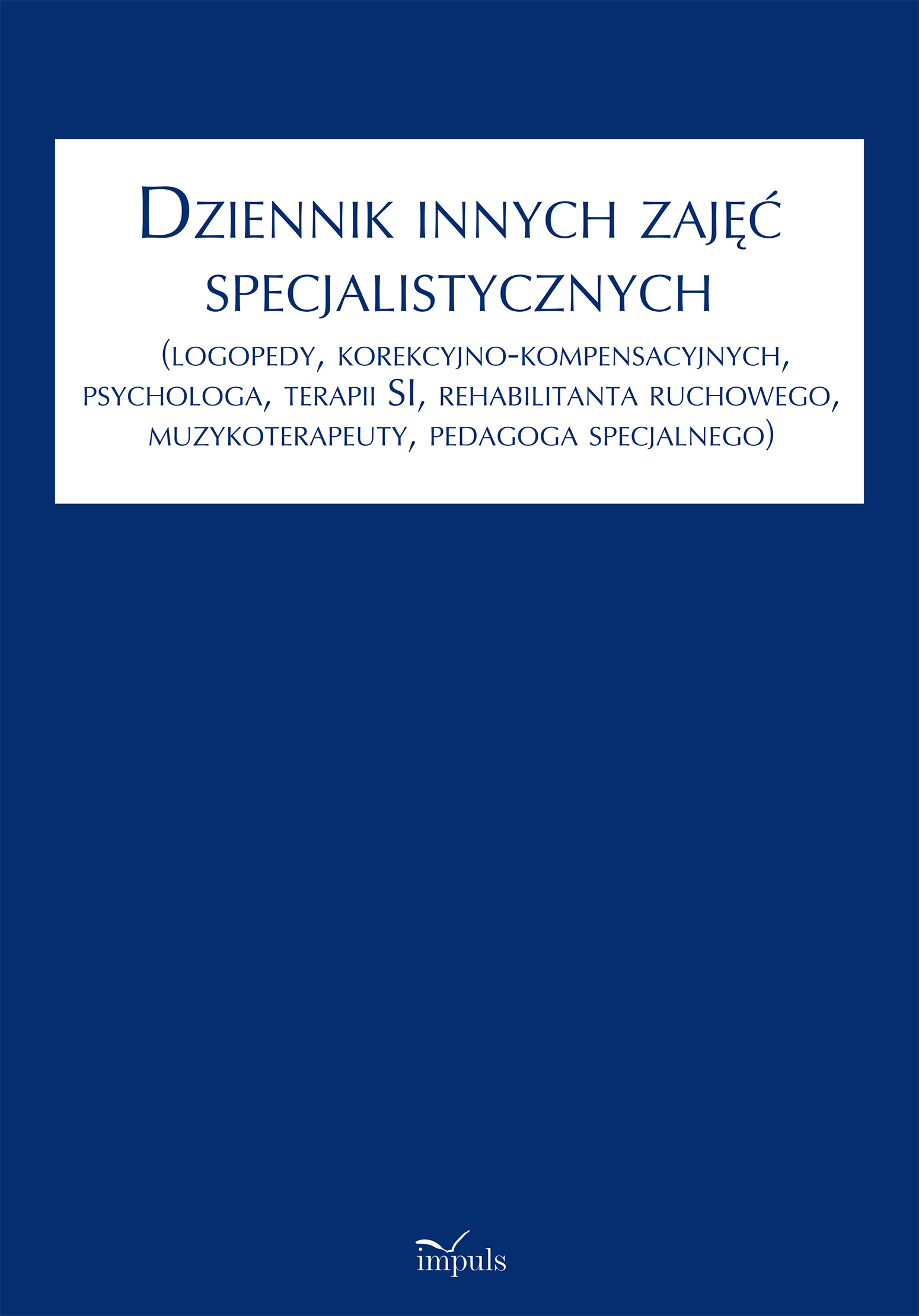 Dziennik zajęć specjalistycznych IMPULS w formacie A4, miękka okładka ze skrzydełkami