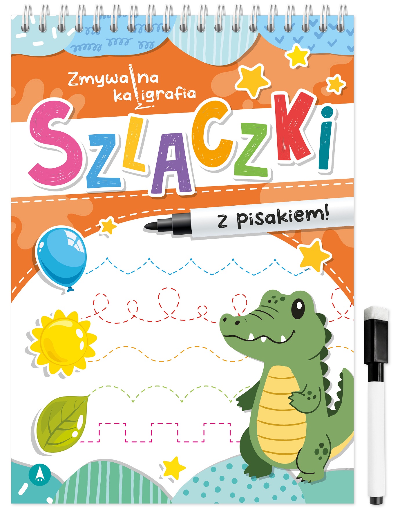 Książka Szlaczki – zmywalna kaligrafia Skrzat do ćwiczeń grafomotorycznych i pisania po śladzie