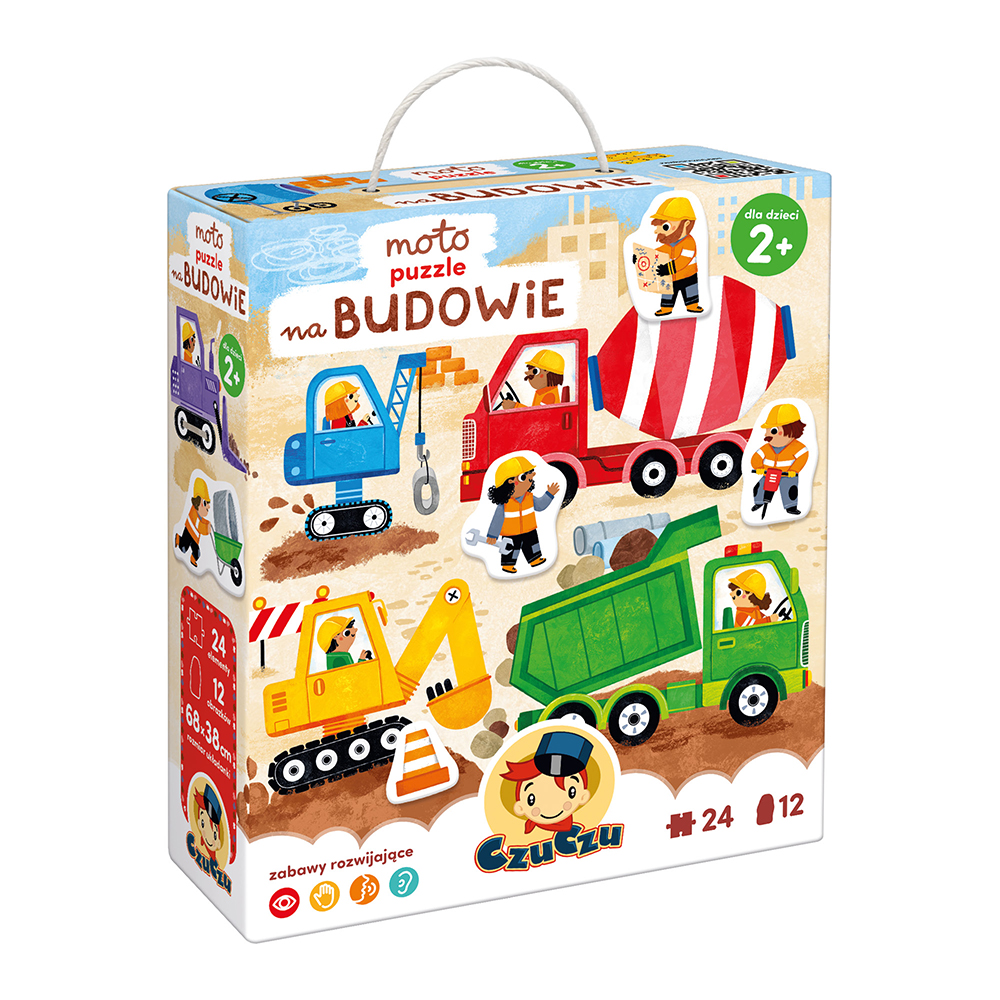 CzuCzu Moto Puzzle Na budowie – duży zestaw puzzli edukacyjnych z pojazdami