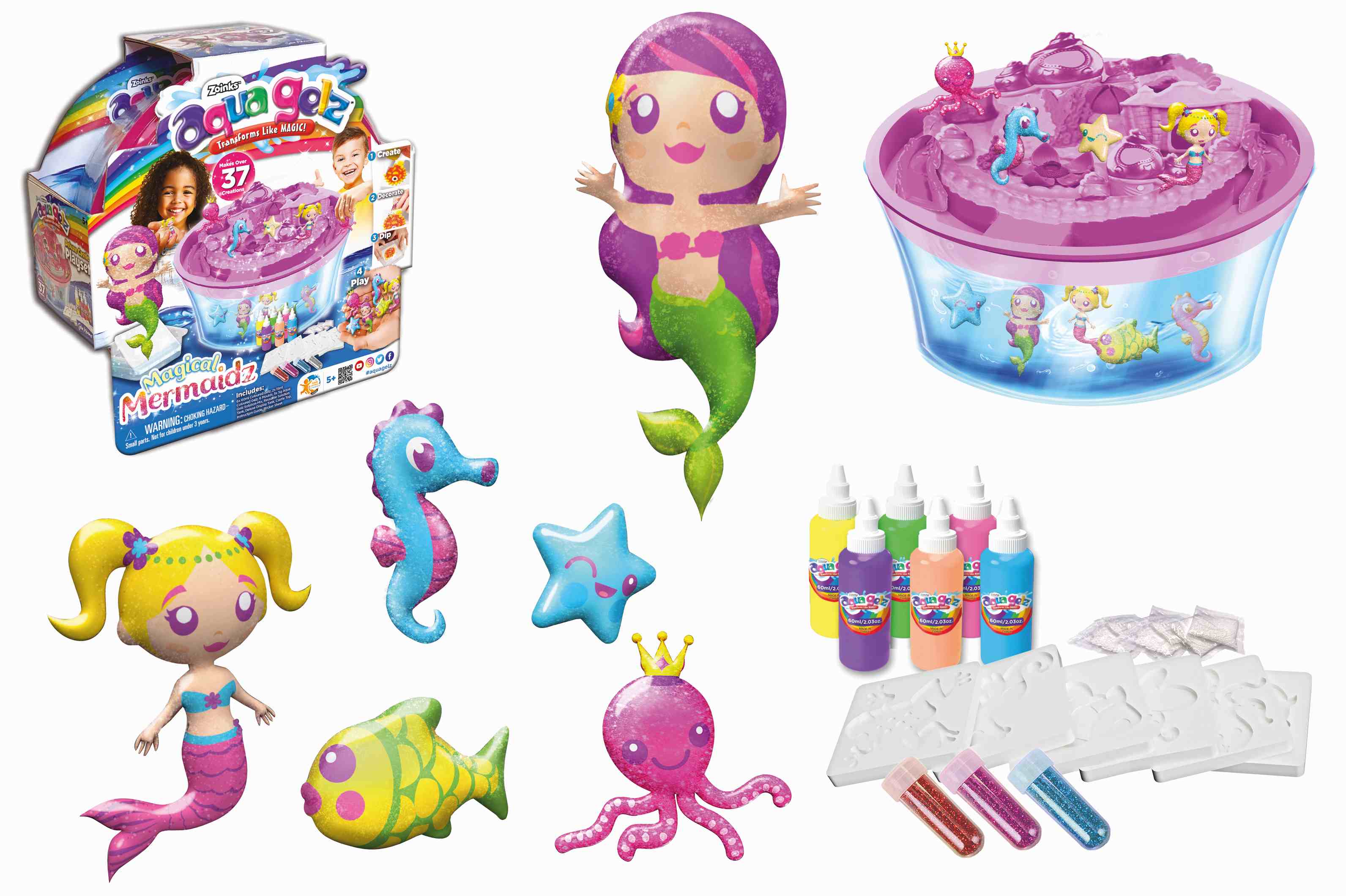 Aqua Gelz Magiczne Syreny, zestaw z żelowymi figurkami i akcesoriami do zabawy