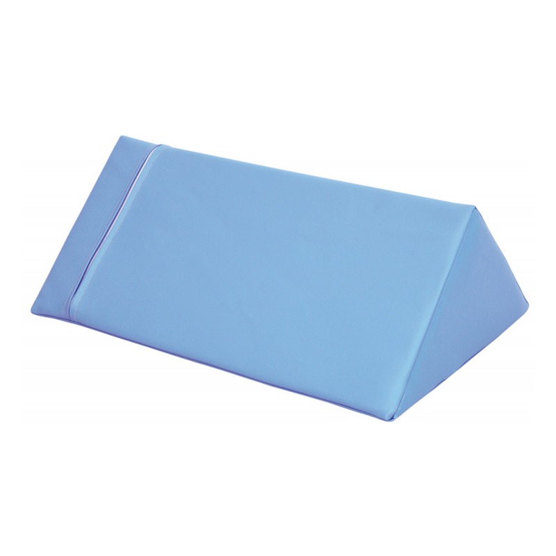Trójkąt średni 60 x 30 x 30 cm w kolorze jasnoniebieskim ustawiony pionowo; element klocków piankowych do zabawy