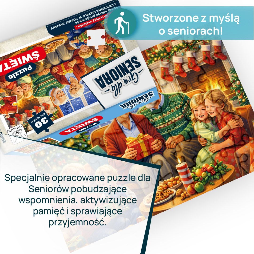 Świąteczna układanka KANGUR dla seniorów do ćwiczenia pamięci i koncentracji
