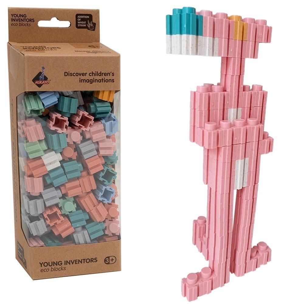 Eko klocki konstrukcyjne ASKATO, pastelowy zestaw 160 elementów dla dzieci