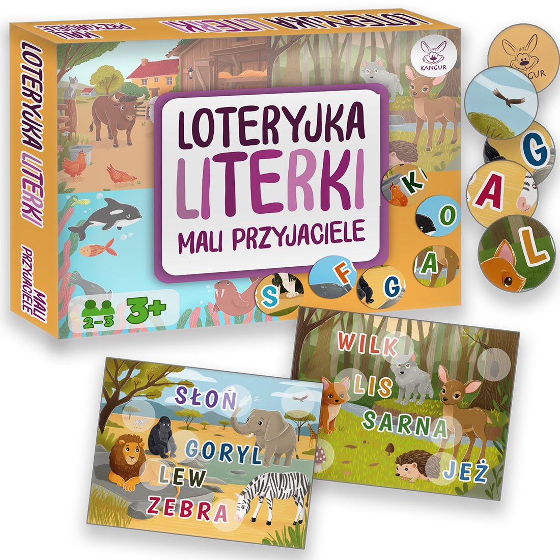 Loteryjka Literki KANGUR – gra z literami i ilustracjami zwierząt