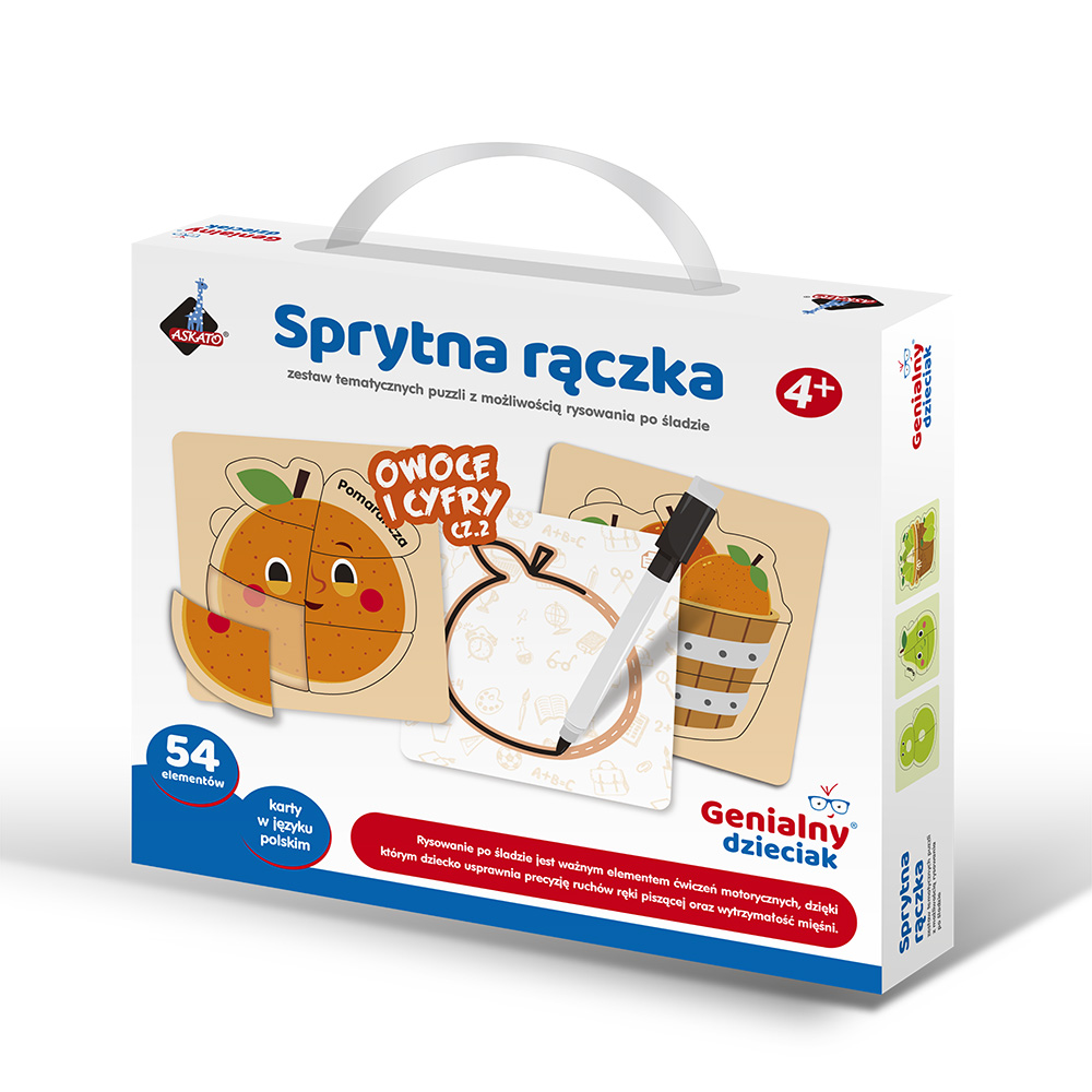 Sprytna Rączka ASKATO – zestaw edukacyjny Owoce i Cyfry z kartami i pisakiem