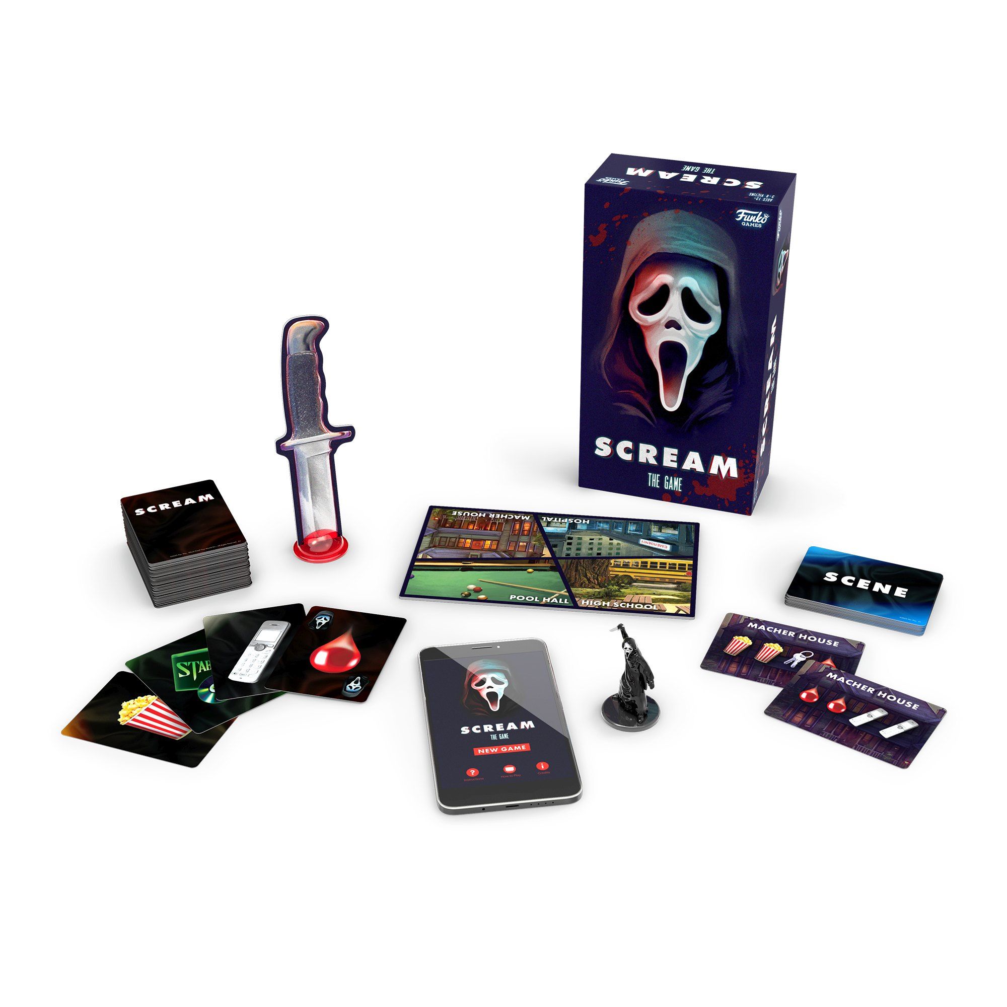 Krzyk Scream The Game Funko Games, gra karciana w konwencji horroru