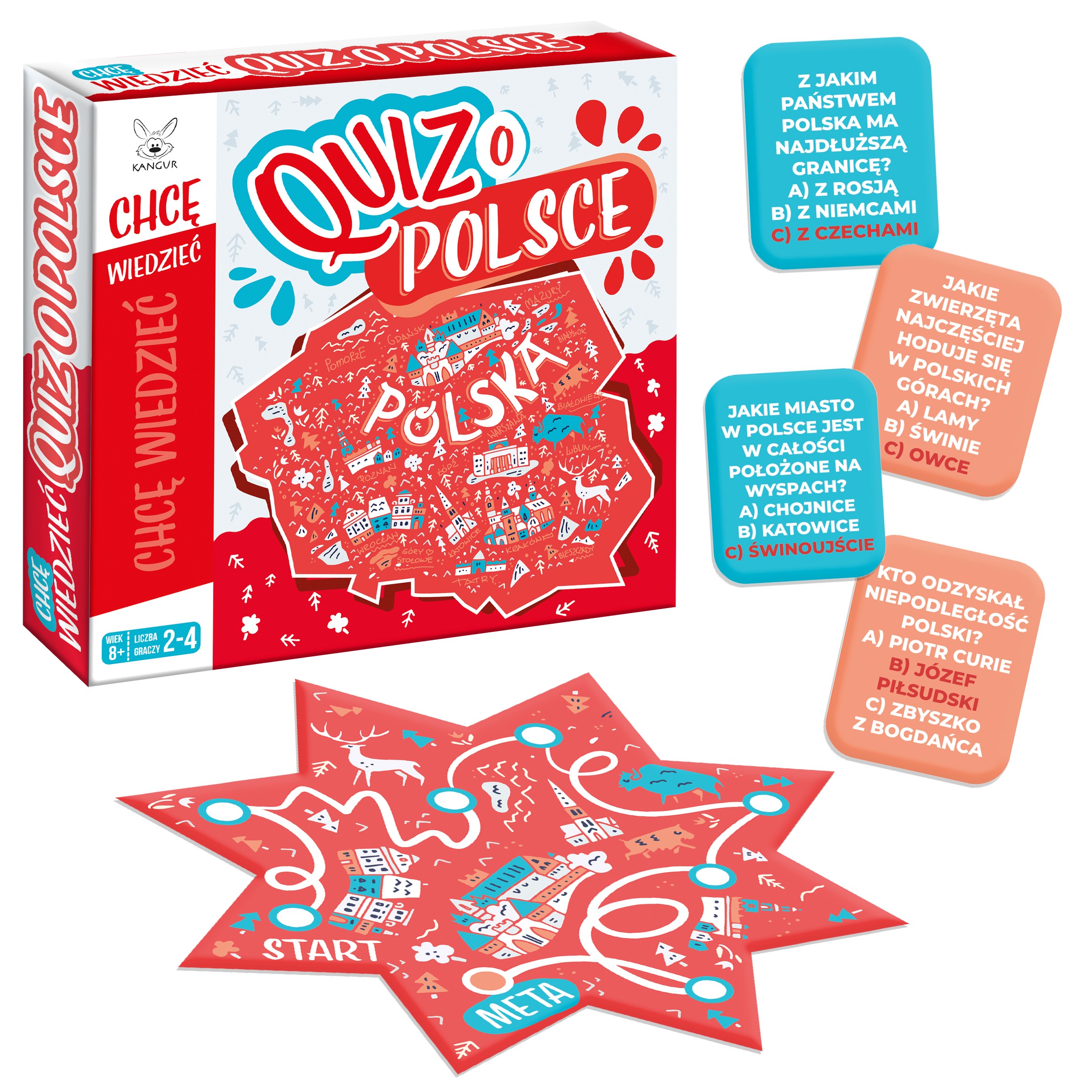 Quiz o Polsce KANGUR – edukacyjna gra planszowa z pytaniami o kraju