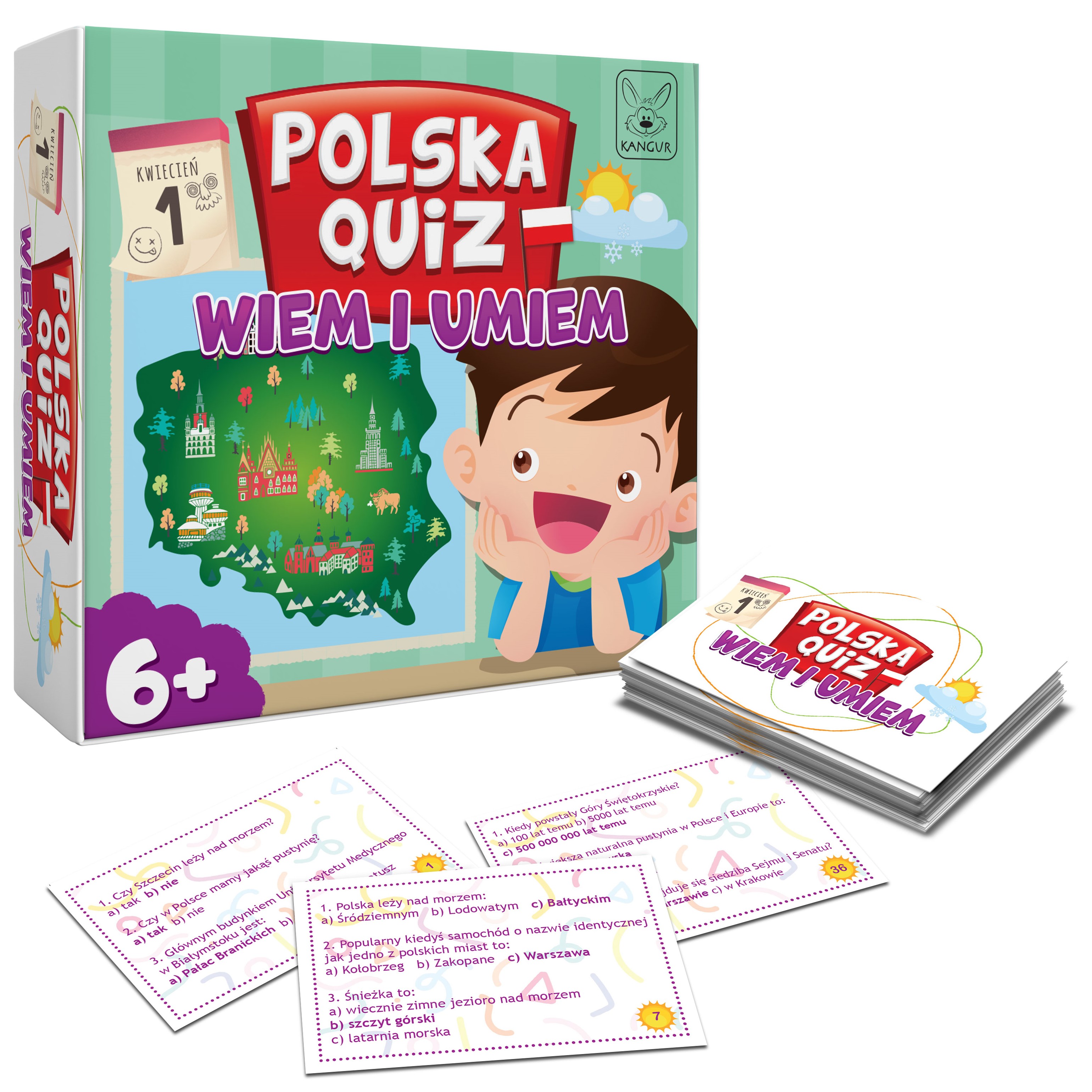 Polska Quiz Wiem i Umiem KANGUR, edukacyjna gra o Polsce dla dzieci od 6 lat