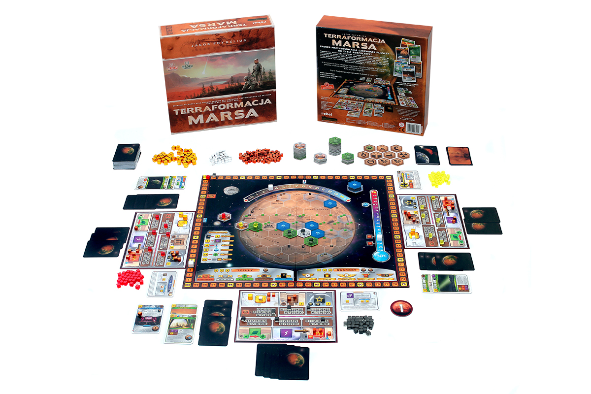 Terraformacja Marsa REBEL – plansza i elementy strategicznej gry o kolonizacji planety