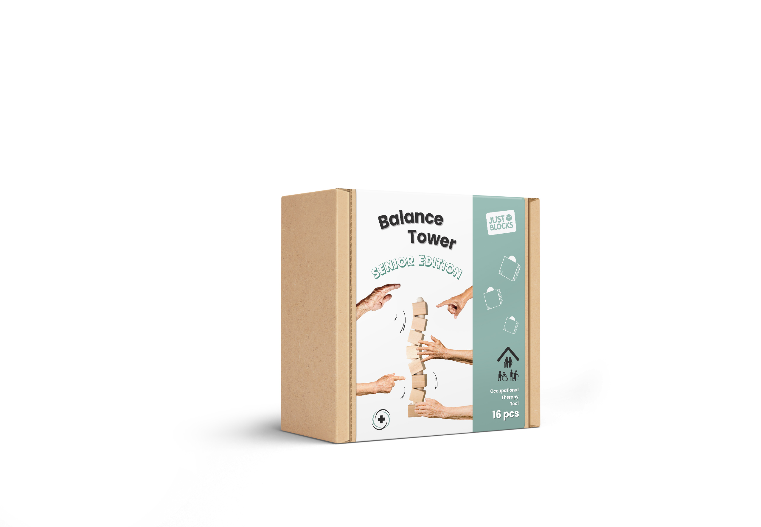 Zestaw Balance Tower Senior Edition z naturalnego drewna do terapii manualnej i zabawy