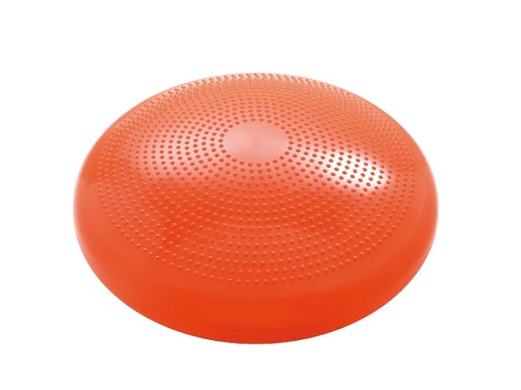 Dysk Gymnic Disco Sport widok z góry: średnica 55 cm, powierzchnia z drobnymi wypustkami; materiał PVC