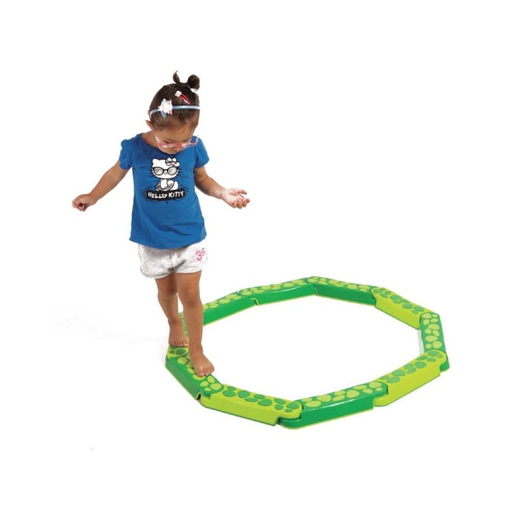 Tor równoważny Wąż rozłożony w linii prostej; widok z góry na 10 elementów i sposób łączenia modułów