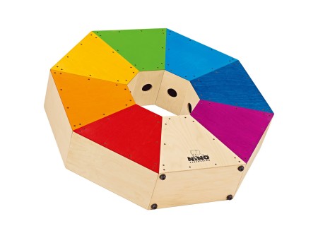 Widok instrumentu Cajon Classroom 8 w 1 z 8 stanowiskami do gry w formie kręgu