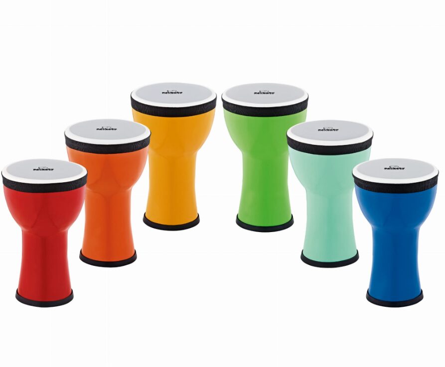 Djembe NINO z syntetyczną powierzchnią gry Ø 15 cm, zestaw 6 sztuk