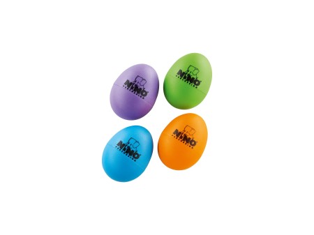 Plastikowe jajka shakery w czterech kolorach: orange, aubergine, grass green, sky blue