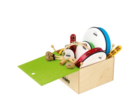 Instrumenty muzyczne dla dzieci NINO Rhythm rozłożone na stole