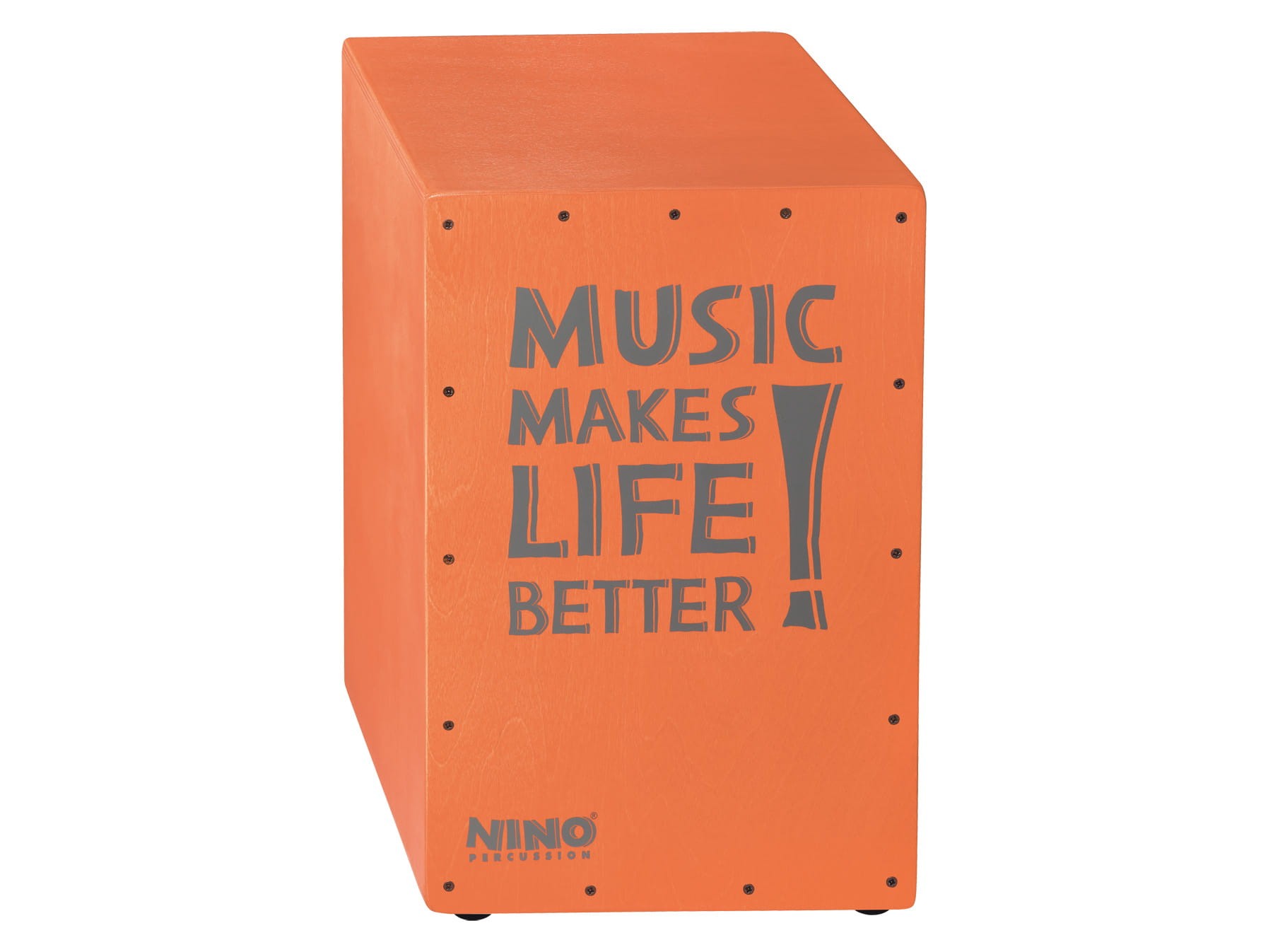 Cajon dla dzieci NINO Percussion z brzozowym korpusem i werblem, widok z przodu