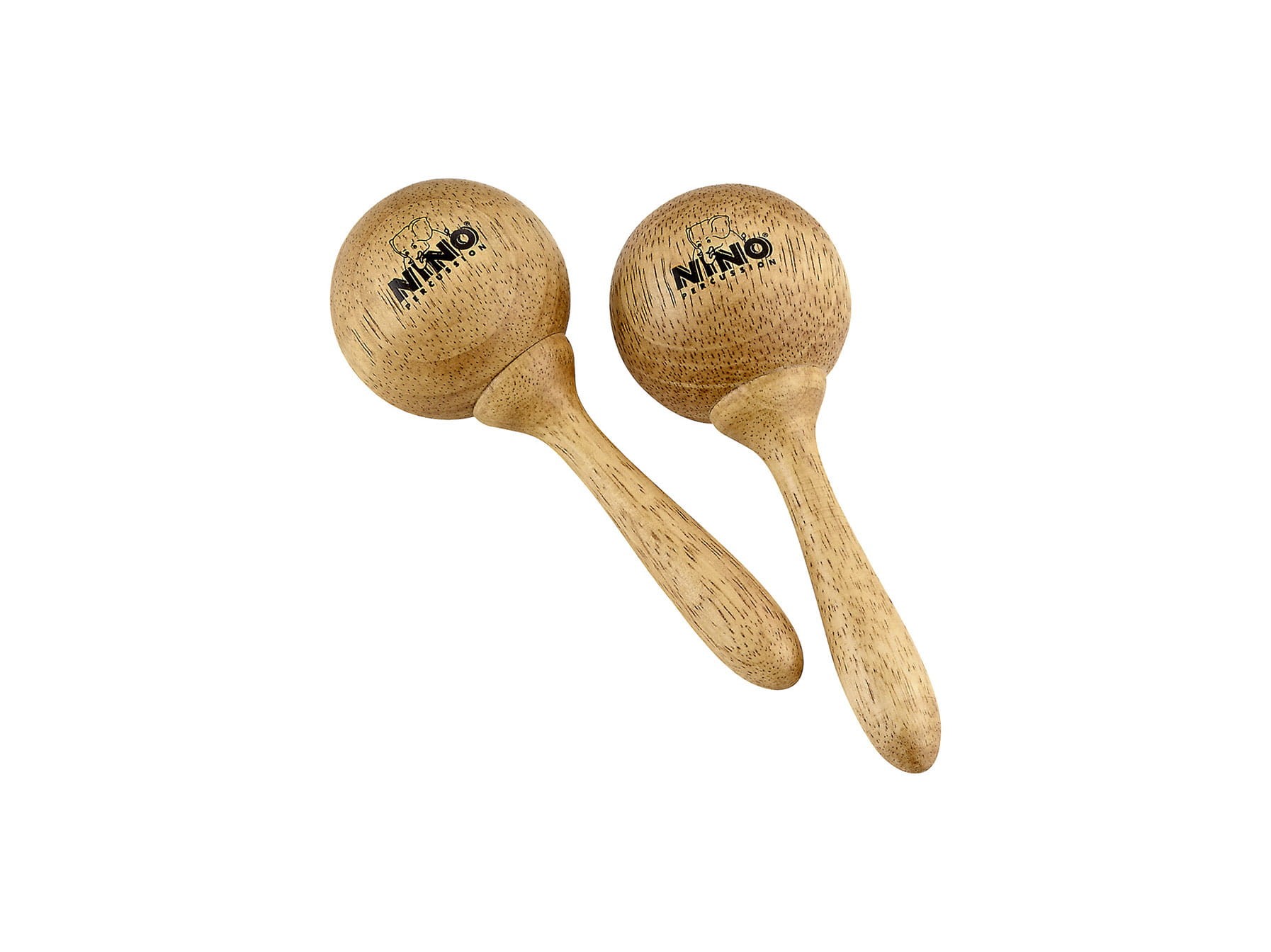 Drewniane marakasy NINO7 o długości 14 cm z ergonomicznym uchwytem, naturalny kolor