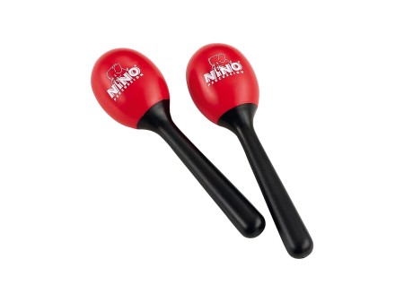 Marakasy plastikowe czerwone w kształcie jajek z ergonomicznym uchwytem