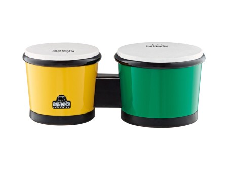 Bongos dziecięcy NINO z syntetyczną membraną w kolorze zielono-żółtym