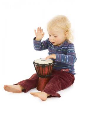 Mini bęben djembe 4 1/2 cala z mahoniu z naturalną skórą kozią dla dzieci