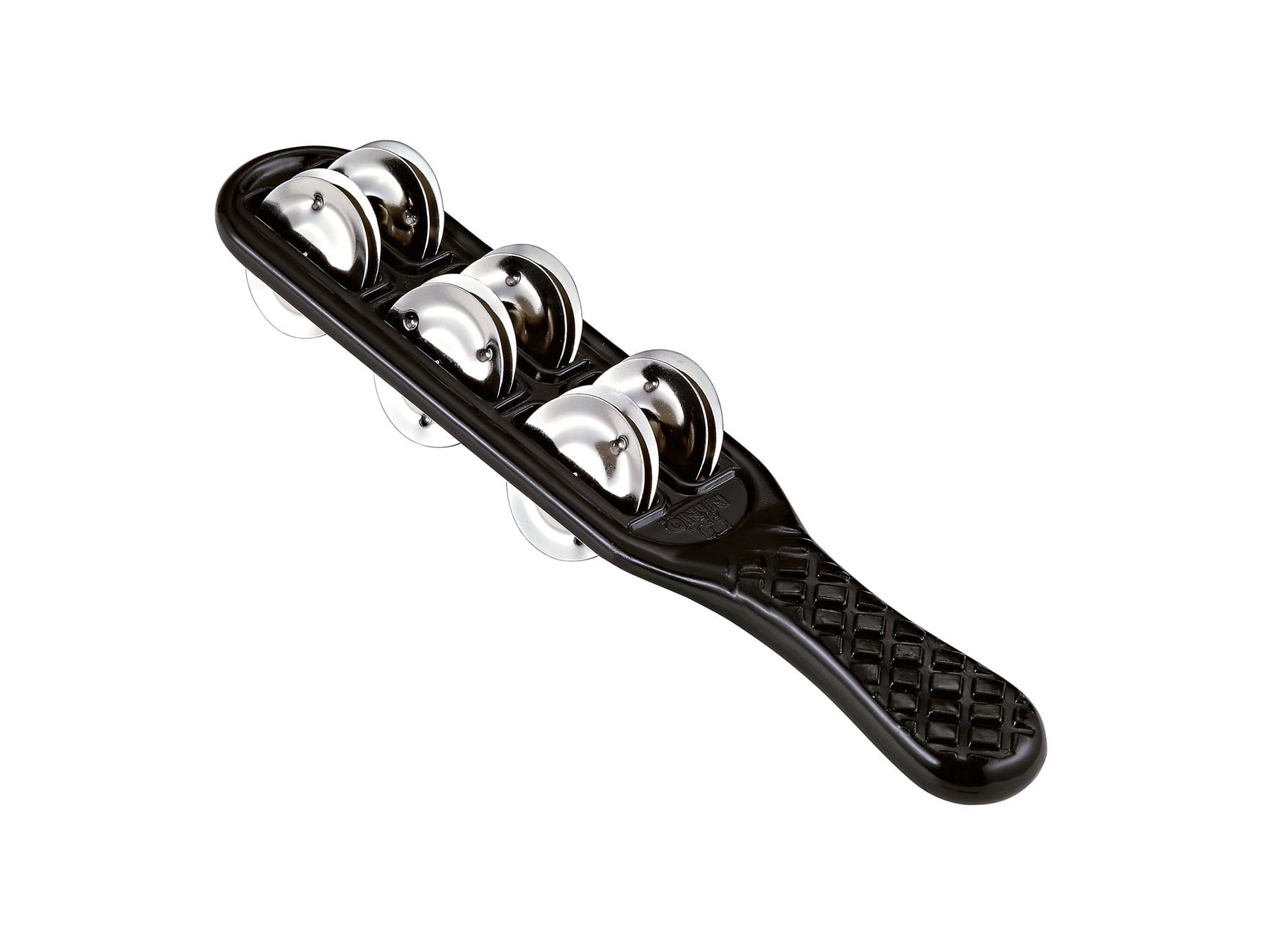 Czarne dzwonki NINO13BK JINGLE STICKS z niklowo-srebrnymi dzwonkami na plastikowej ramce