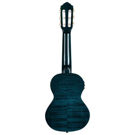 Guitarlele Ortega z elektroniką detale szyi i główki z pozłacanymi strojnikami