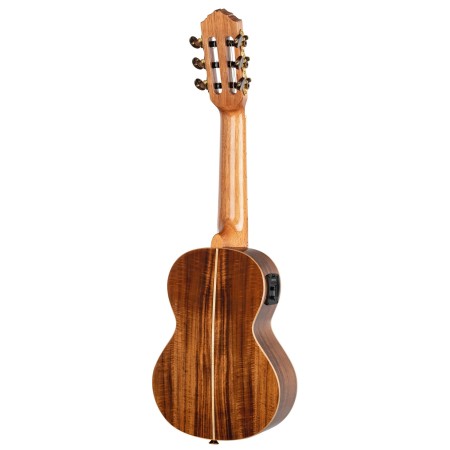 Elektroniczna guitarlele Ortega z systemem MagusUke i pokrowcem w naturalnym kolorze