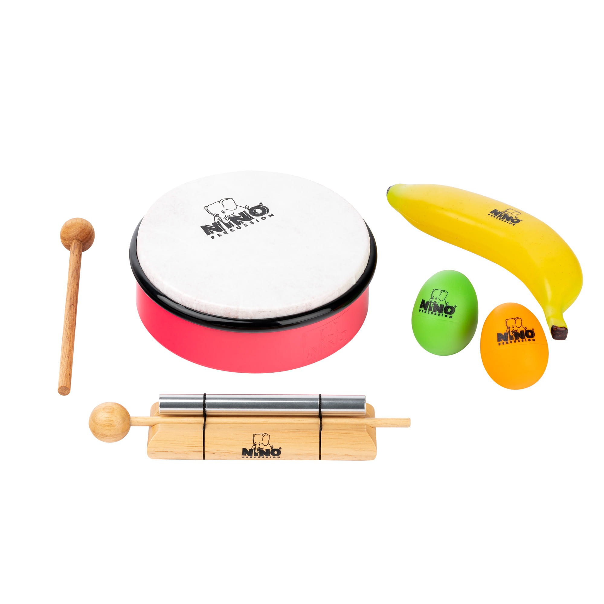 Zestaw instrumentów rytmicznych NINO Kids z shakerami i bębnem dla dzieci