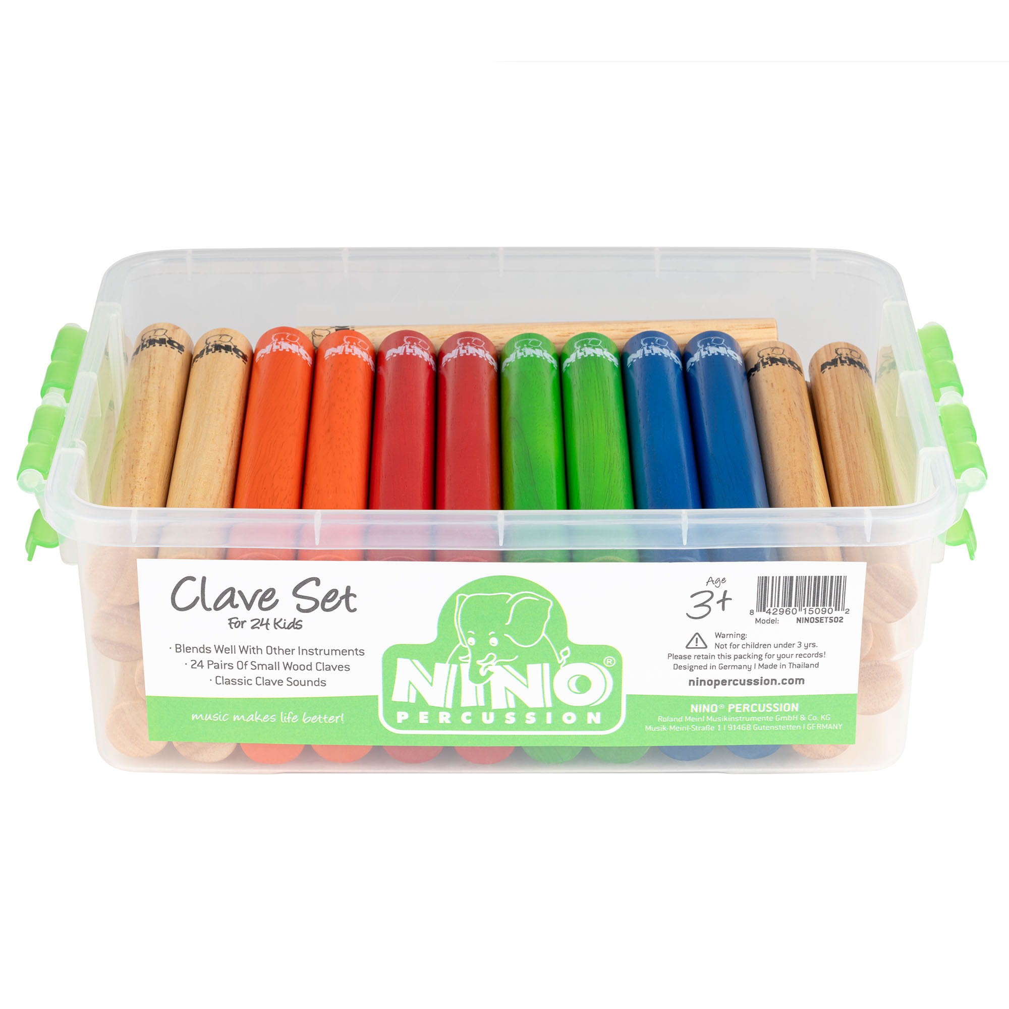 Zestaw drewnianych klawesów NINO Claves Box Set 24 pary w kolorowych wariantach