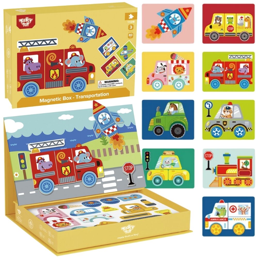 Magnetyczne elementy układanki edukacyjnej TOOKY TOY z kolorowymi zwierzątkami