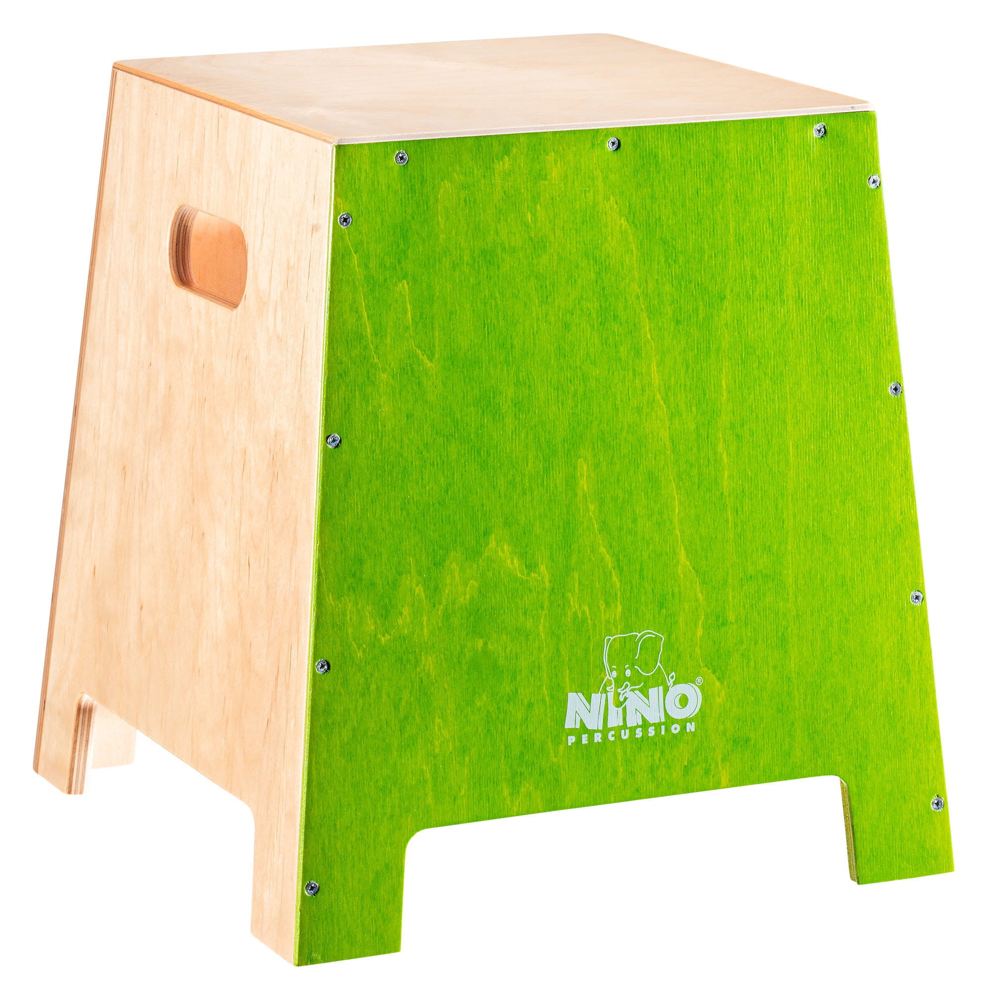 Cajon NINO990GR zielony naturalny widok z przodu i boku