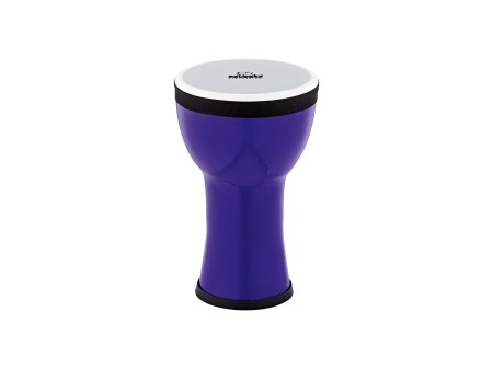 Widok mini djembe 6 cali fioletowego z tworzywa, odporny na uszkodzenia i warunki atmosferyczne
