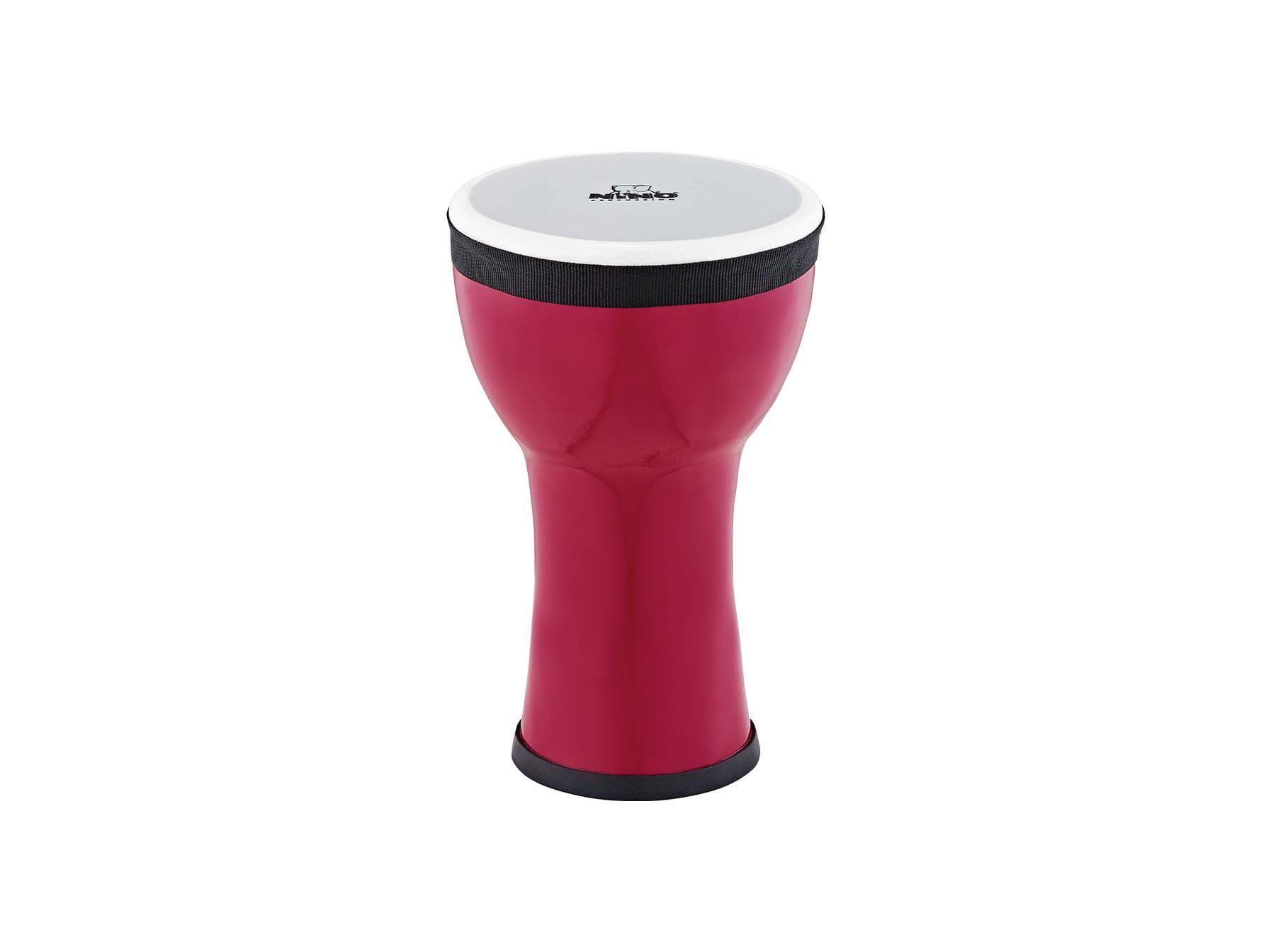 Mini djembe 6 cali w kolorze fuksji z syntetyczną powłoką, widok z boku