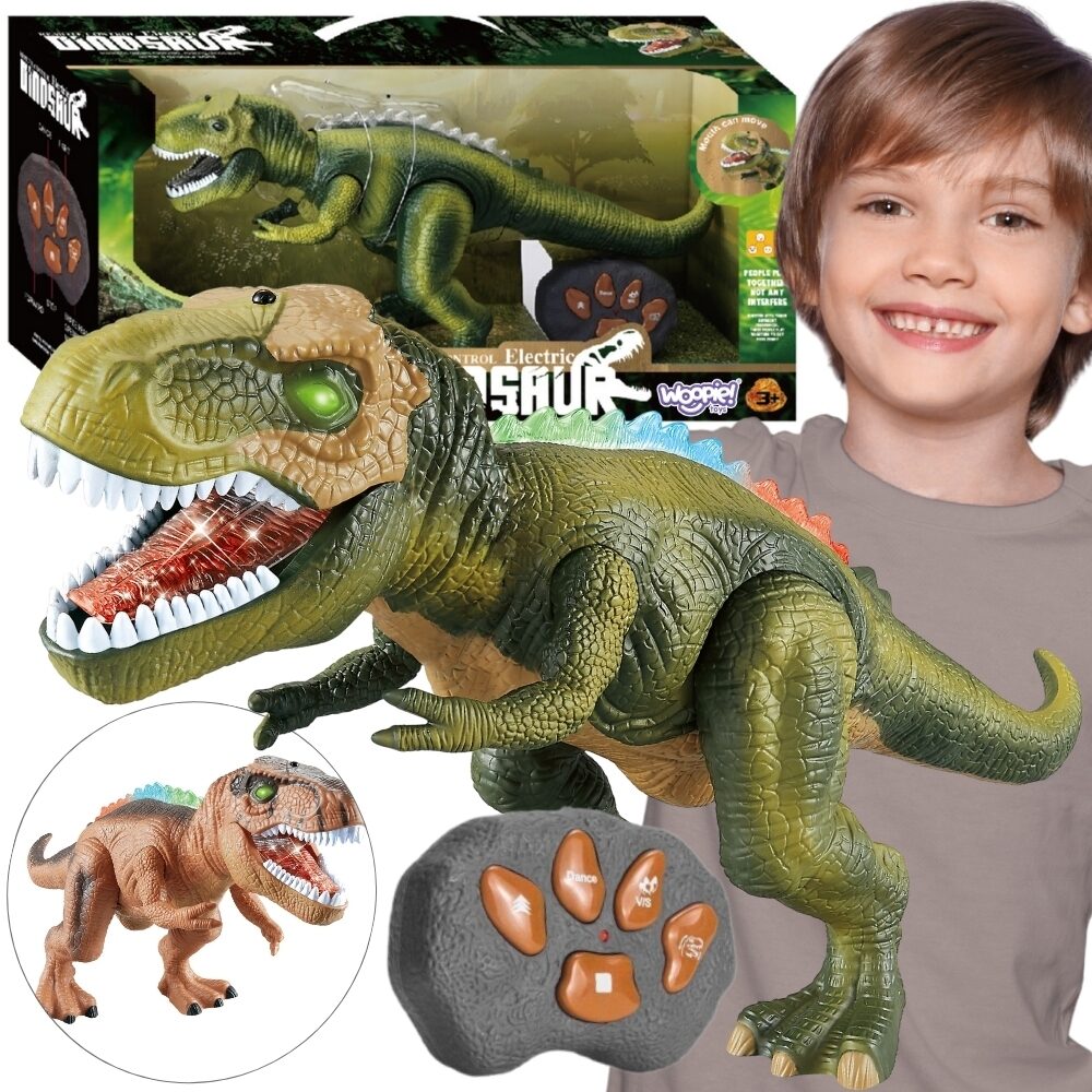Zdalnie sterowany dinozaur Tyrannosaurus Rex z podświetleniem oczu i grzbietu