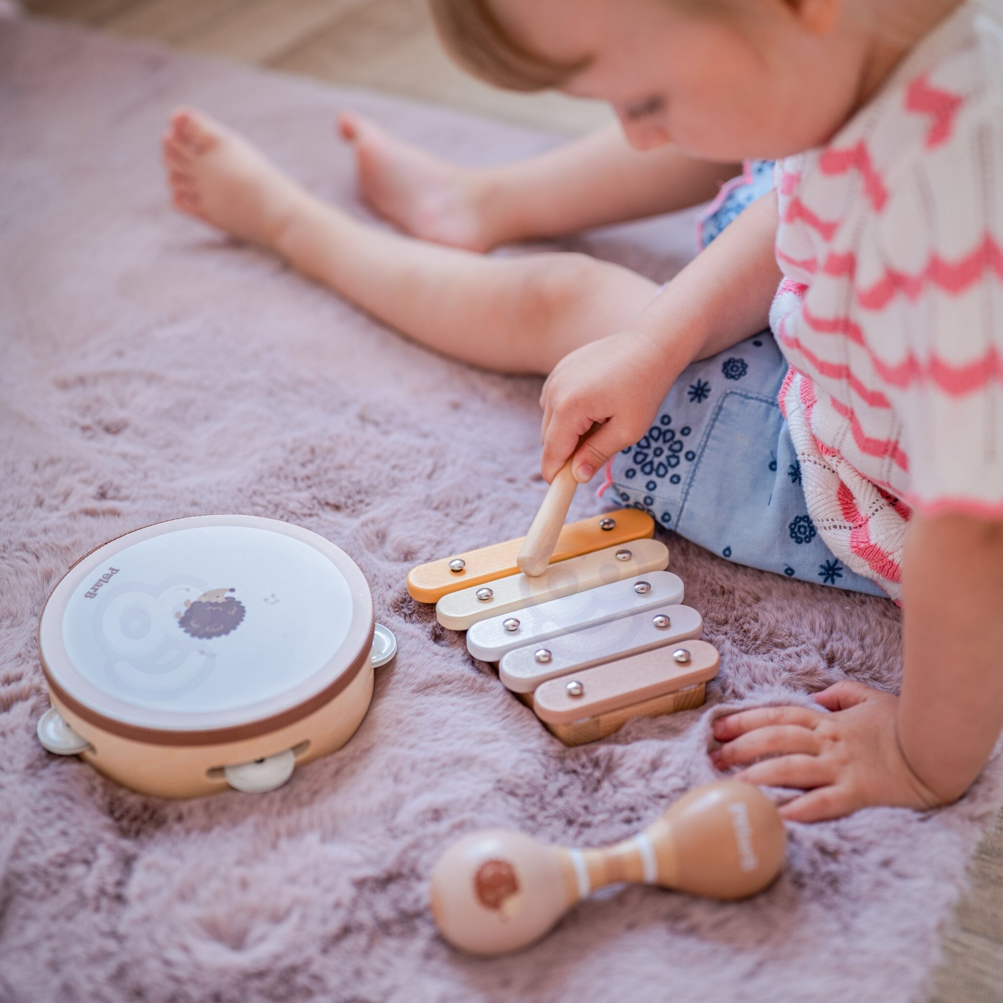 Instrumenty muzyczne VIGA PolarB: tamburyn, cymbałki i marakasy z lakierowanego drewna
