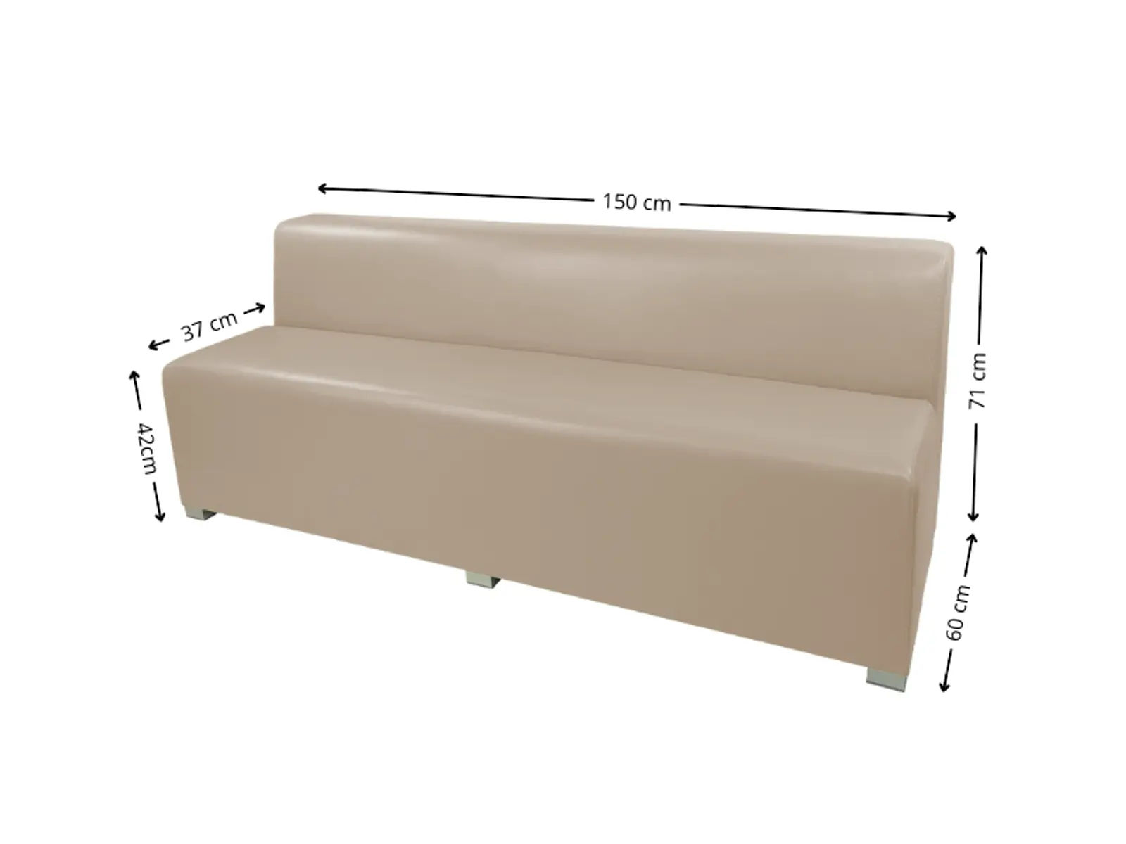 Kanapa FUN 150 cm - ujęcie boczne; trwały drewniany stelaż i profilowana pianka dla stabilnego podparcia