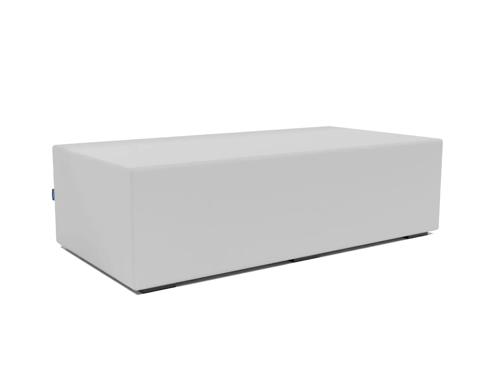 Pufa prostokąt Relax w kolorze białym, widok z przodu; wymiary 120 × 60 cm, niska forma do sal sensorycznych i terapii